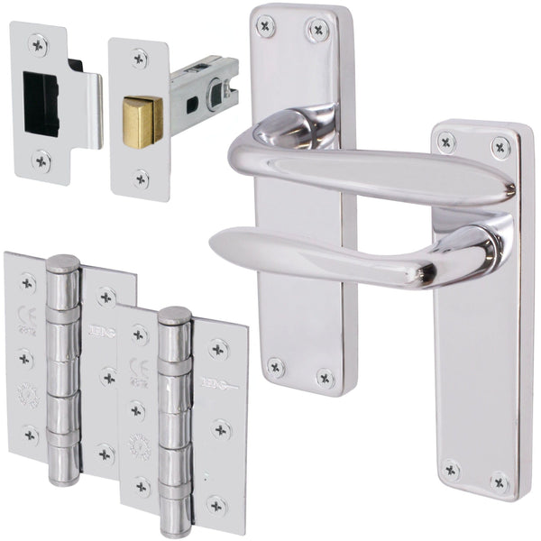 Sassari Polished Chrome Lever Door Handle Pack - Latch - tradefit - Featured Image