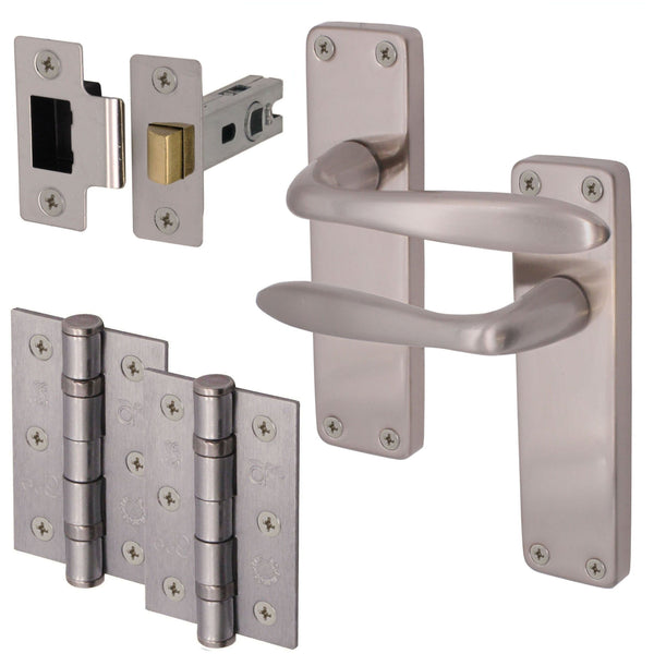 Sassari Satin Nickel Lever Door Handle Pack - Latch - tradefit - Featured Image