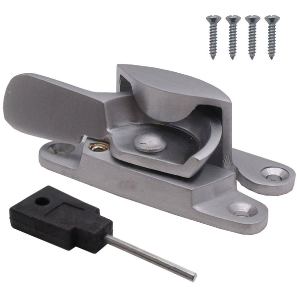 Narrow Locking Fitch Pattern Sash Window Fastener - 64mm - Satin Chrome - tradefit - Featured Image