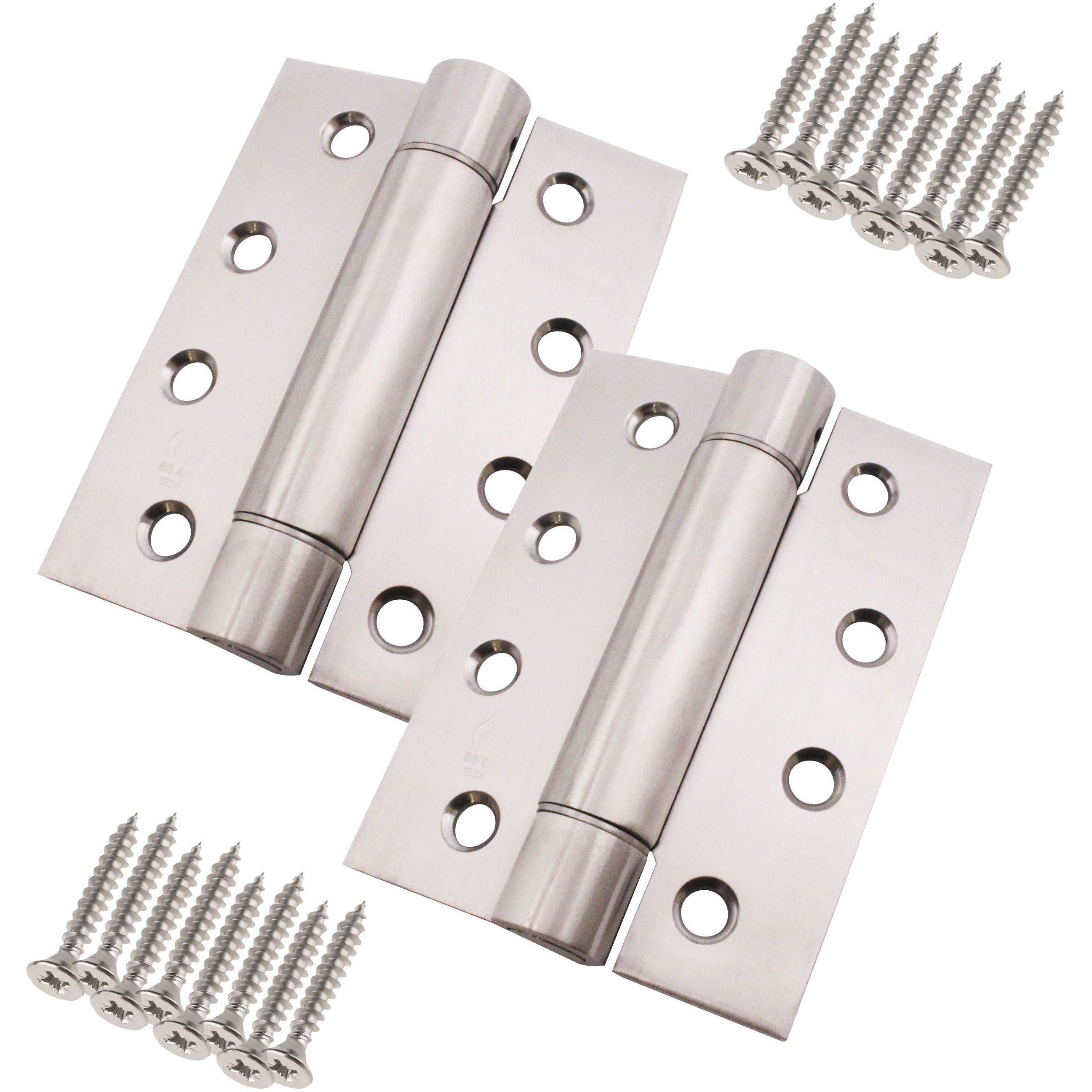 Single Action Spring Hinges 4" Stainless Steel 102x76x3mm Satin