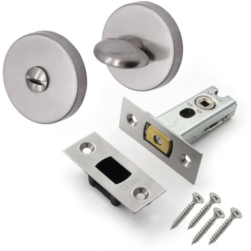 4 inch/101mm Tubular Bathroom Deadbolt Kit - 82mm Backset - Satin Stainless - tradefit