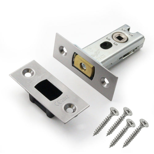 3 inch/76mm Tubular Bathroom Deadbolt - 57mm Backset - Satin Stainless Steel - tradefit