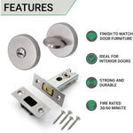 2.5 inch/64mm Tubular Bathroom Deadbolt Kit - 44mm Backset - Satin Stainless - tradefit - 2