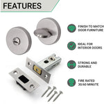 3 inch/76mm Tubular Bathroom Deadbolt Kit - 57mm Backset - Satin Stainless - tradefit - 2