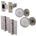 Glass and Satin Nickel Mortice Door Knob Kit - 76mm Latch