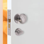 Victorian Satin Chrome Mortice Door Knob Kit - 80mm Bathroom Lock - 102mm Hinges - tradefit - 5
