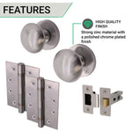 Victorian Satin Chrome Mortice Door Knob Kit - 76mm Latch - 102mm Hinges - tradefit - 3