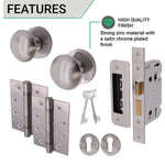 Victorian Satin Chrome Mortice Door Knob Kit - 80mm Sashlock - 102mm Hinges - tradefit - 3