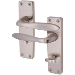 Sassari Satin Nickel Lever Door Handles - Bathroom - tradefit