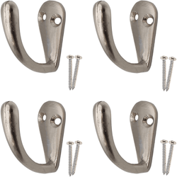 Single Robe Hook - Satin Nickel - Pack of 4 - tradefit