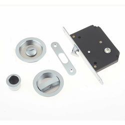 Sliding Door Bathroom Privacy Set - Satin Chrome - tradefit