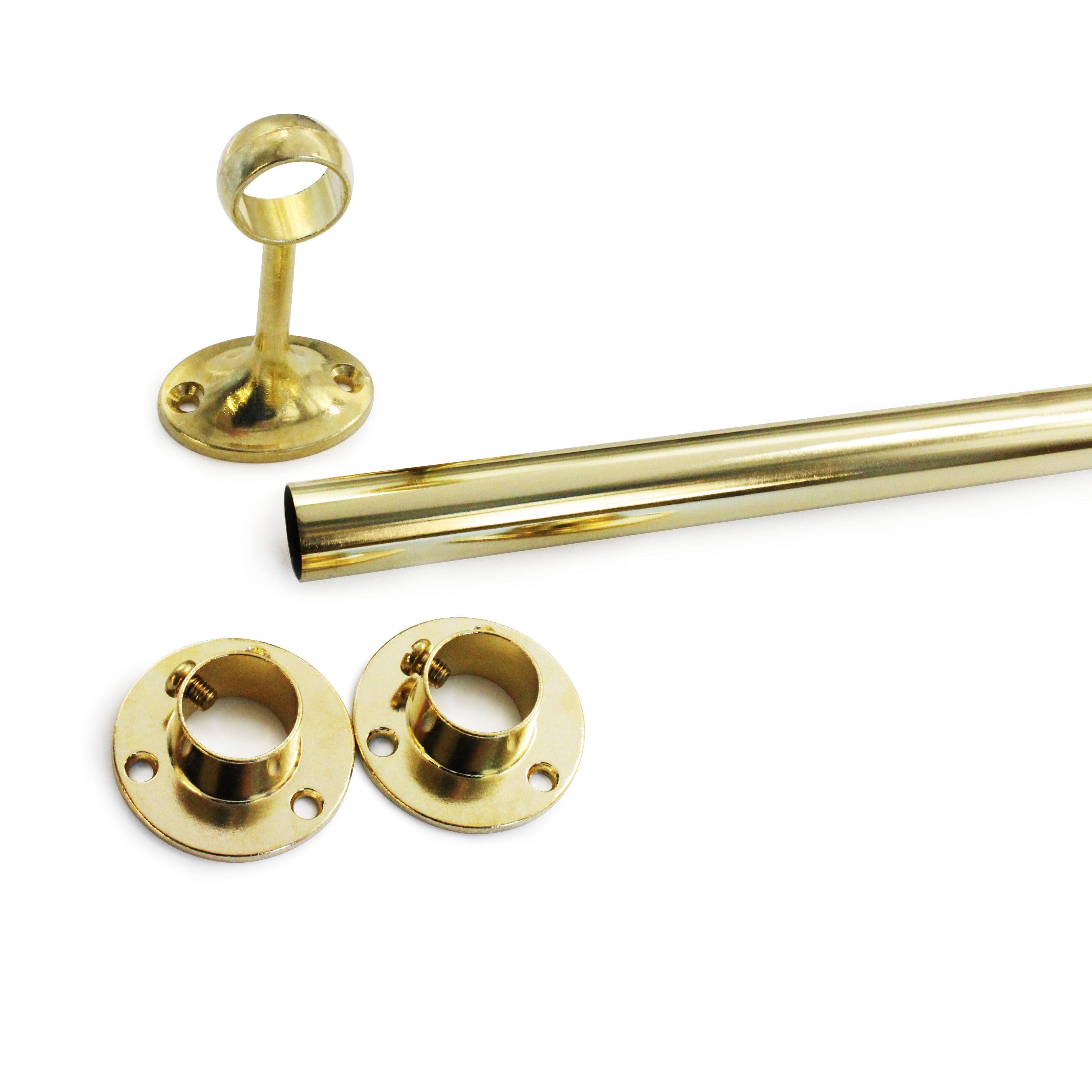 Wardrobe Clothes Rail Kit 19mm x 1219mm Brass Plated tradefit