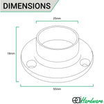 Wardrobe Rail End Socket - 25mm - White - Pack of 2 - tradefit - 3
