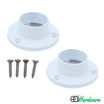 Wardrobe Rail End Socket - 25mm - White - Pack of 2 - tradefit - 1