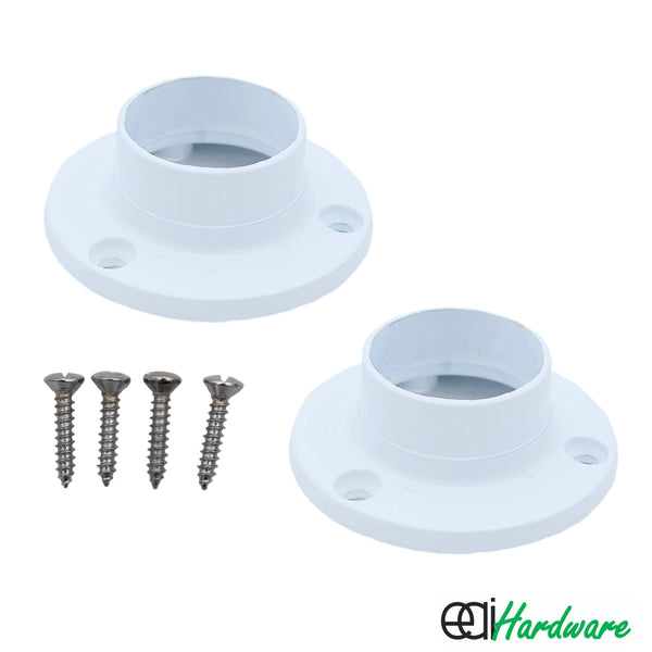 Wardrobe Rail End Socket - 25mm - White - Pack of 2 - tradefit - Featured Image