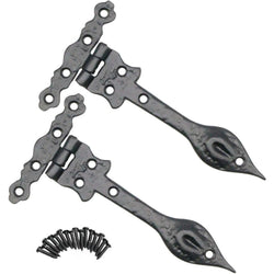 Black Iron Spear Pattern Antique Wrought Cast Iron Hinge - 150mm / 6 Inch - Black - tradefit