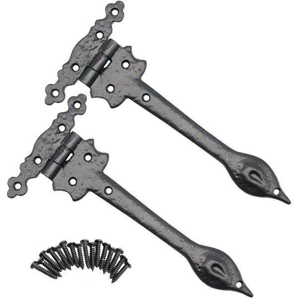 Black Iron Spear Pattern Antique Wrought Cast Iron Hinge - 225mm / 9 Inch - Black - tradefit - Featured Image