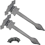 Black Iron Spear Pattern Antique Cast Iron Hinges - 300mm / 12 Inch - Black - tradefit - 1