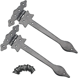 Black Iron Spear Pattern Antique Cast Iron Hinges - 300mm / 12 Inch - Black - tradefit