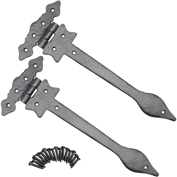 Black Iron Spear Pattern Antique Cast Iron Hinges - 300mm / 12 Inch - Black - tradefit - Featured Image