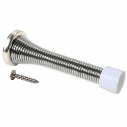 Spring Wall Mounted Door Stop - 75mm - Nickel Plated - tradefit