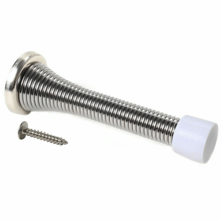 Spring Wall Mounted Door Stop - 75mm - Nickel Plated - tradefit - Featured Image