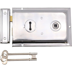 Traditional Rim Sashlock - Surface Mounted Lock 156 x 106mm - Polished Chrome - tradefit