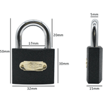 Tricircle Iron Padlock - 32mm - Black - tradefit - 2