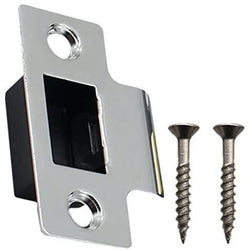 Tubular Latch Faceplate Strike Frame Keep and Dust Box - Polished Chrome - tradefit