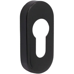 Upright Euro Escutcheon Oval Shaped Keyhole Cover - Matt Black - tradefit