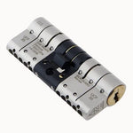 Federal TS007 Euro Door Cylinder Lock BS HIGH Security 3* Snap Safe Police Approved 40+40mm Double Nickel c/w Brass - tradefit - 2