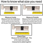 Federal TS007 Euro Door Cylinder Lock BS HIGH Security 3* Snap Safe Police Approved 30+60mm Double Nickel c/w Brass - tradefit - 5