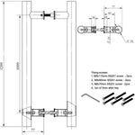 Pull Handles for Front Door Inline Back to Back Fix Polished - Stainless Steel - 1200x32mm - tradefit - 2
