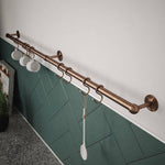 Kitchen Tool Holder Utensil Hanging Rack Storage Rail Kit 8 Hooks & Fixings 600x19mm Antique Copper - tradefit - 1