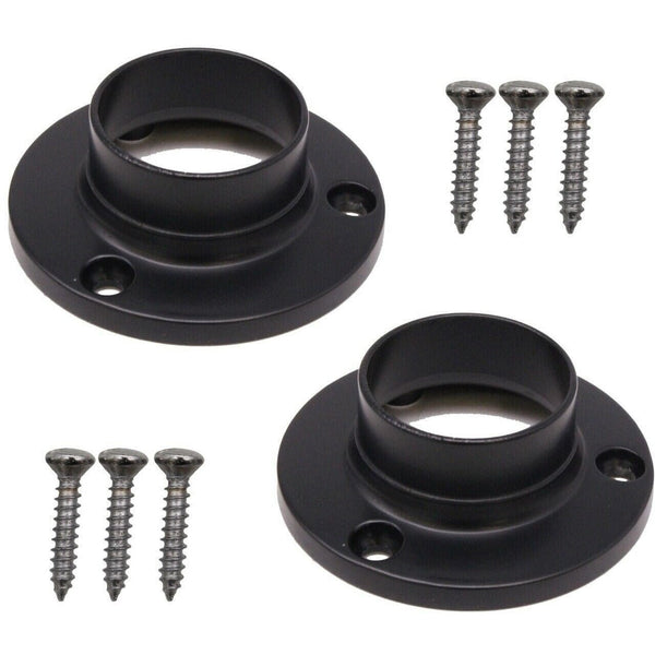 Wardrobe Rail End Socket - 25mm - Matt Black - Pack of 2 - tradefit - Featured Image