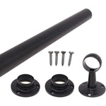 Wardrobe Rail Kit - Black - 25mm Tube - 1219mm Rail with 2x End Sockets & 1x Centre Brackets - 25 x 1219 mm - tradefit - 1