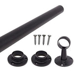 Wardrobe Rail Kit - Black - 25mm Tube - 2500mm Rail with End Sockets & Centre Bracket - tradefit - 1