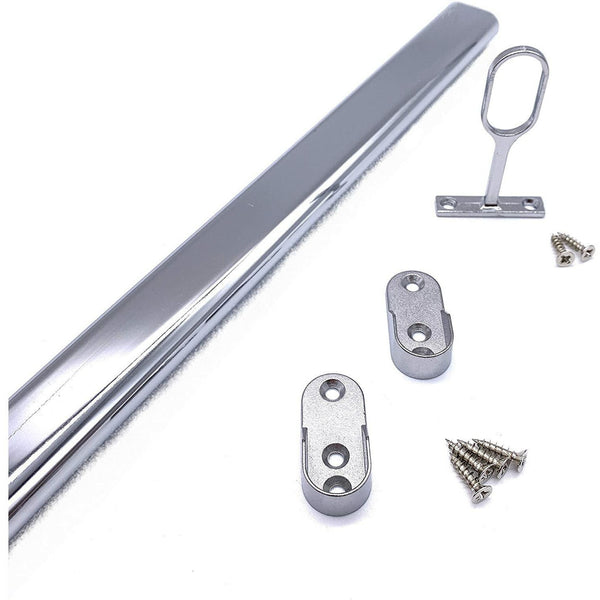 Wardrobe Rail Kit - Oval - Polished Chrome - 1829mm x 30mm x 15mm Tube with 2x End Sockets & 1x Centre Brackets - tradefit - Featured Image