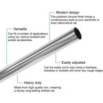 Wardrobe Rail Kit - 25mm Tube - 1829mm Rail with 2x End Brackets & 1x Centre Brackets - Polished Chrome - tradefit - 4