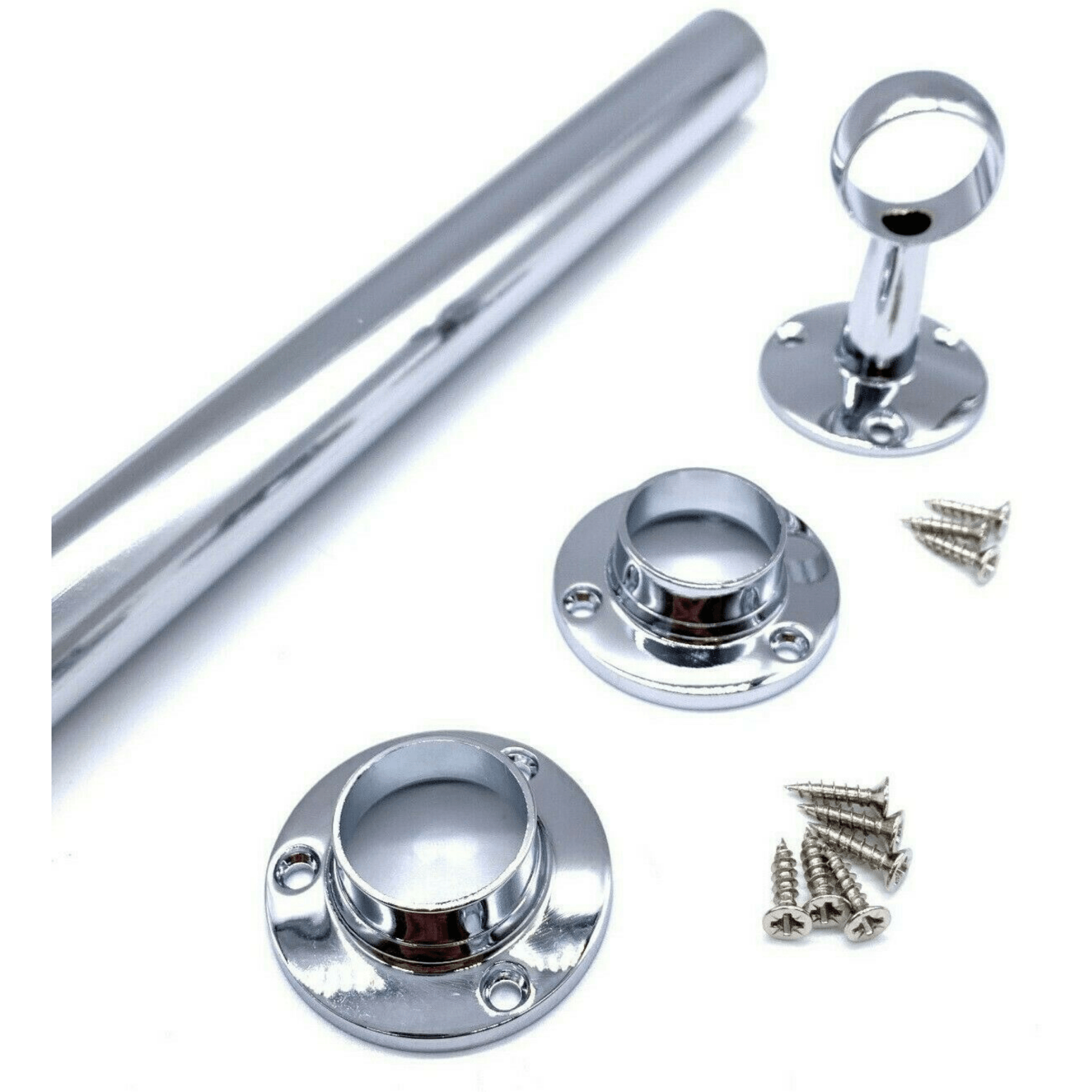 Wardrobe Rail Kit - 25mm Tube - 1829mm Rail With 2x End Sockets & 1x ...