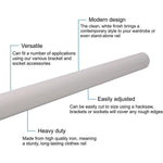 Wardrobe Rail Kit - 25mm Tube - 2500mm Rail with 2x End Sockets & 1x Centre Brackets - White - tradefit - 2