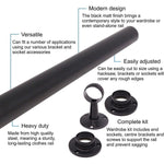 Wardrobe Rail Kit - Black - 25mm Tube - 2500mm Rail with End Sockets & Centre Bracket - tradefit - 2