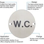 Circular Disc Navigation Signage - 76mm x 1.2mm - Screw Fixed - WC - tradefit - 2