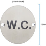 Circular Disc Navigation Signage - 76mm x 1.2mm - Screw Fixed - WC - tradefit - 3