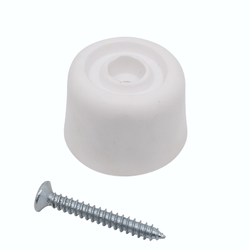 White Rubber Floor/Wall Mounted Door Stop - 31 x 22mm - White - tradefit