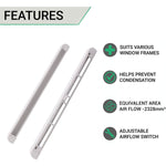 Trickle Window Slot Vent Set Inside & Out - 300mm - 2328mm²EA - White - Pack of 50 - tradefit - 3
