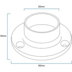 Wardrobe Rail Kit - 25mm Tube - 2500mm Rail with 2x End Sockets & 1x Centre Brackets - White - tradefit - 4