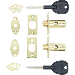 Concealed Window Security Rack Bolts 32mm Pack of 2 + 2 Keys - Brass - tradefit