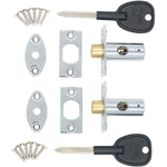Concealed Window Security Rack Bolts 32mm Pack of 2 + 2 Keys - Polished Chrome - tradefit - 1