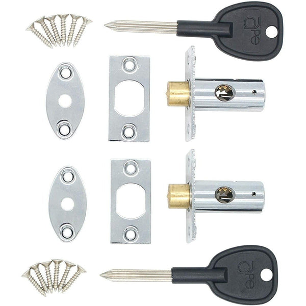 Concealed Window Security Rack Bolts 32mm Pack of 2 + 2 Keys - Polished Chrome - tradefit - Featured Image